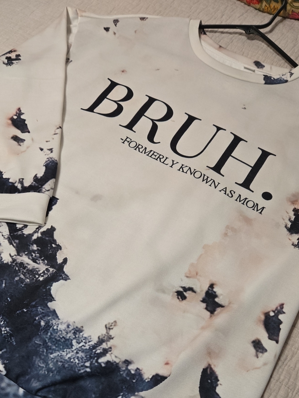 BRUH - Graphic Crewneck Sweatshirt - Printed Splatter Pattern